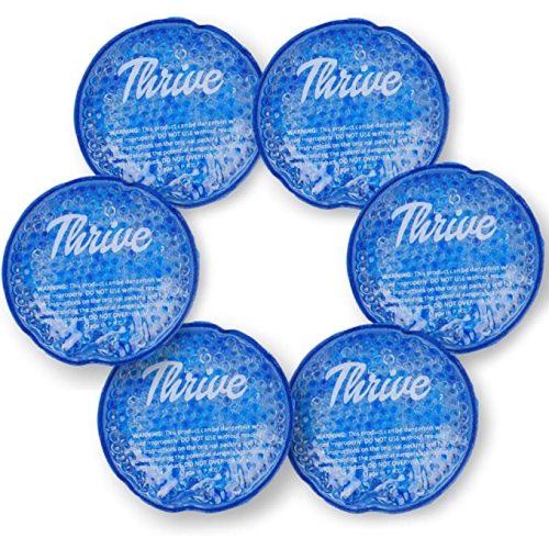 Thrive Round Hot & Cold Ice Packs (6 Pack) – FSA HSA Approved Product - Reusable Gel Bead Ice Pack w/Cloth Fabric Backing – Hot and Cold Pack for Tired Eyes, Sinus Relief - Small/Round - 6 Pack Blue