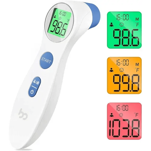 Forehead Thermometer for Adults and Kids, Digital Infrared Thermometer for Home with Fever Alarm, FSA HSA Eligible,1s Reading and 3-Color Indicator, No-Touch, Accurate