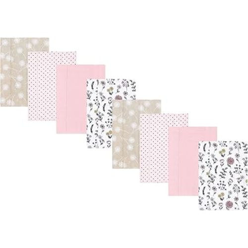 Hudson Baby Cotton Poly Flannel Burp Cloths Multipack, Dandelion Wish 8-Pack, One Size