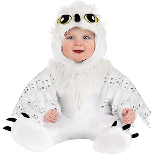 Infant Owl Halloween Costume | Baby Plush Bird Hooded Jumpsuit with Attached Booties | Ideal for Boys and Girls Dress-up