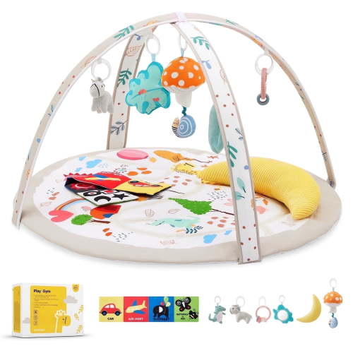 Joypony Baby Gym and Activity Mat, Soft Cotton, with Toys, for Infants and Toddlers, Multi-Color
