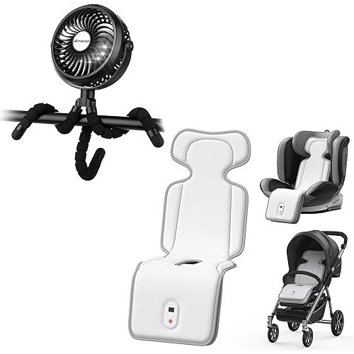 AMACOOL Stroller Fan and Cooling Pad for Stroller and Car Seat Travel System Baby Summer Essentials