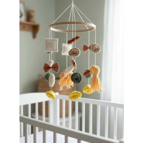 Pasta baby mobile, Italian themed nursery decor