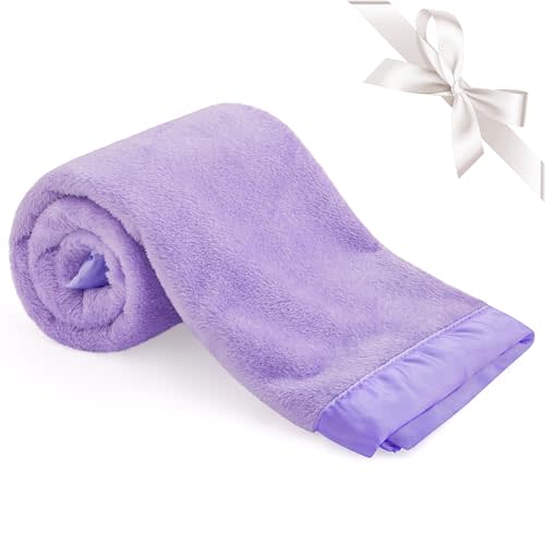 Pro Goleem Fleece Baby Blanket with 2 Inch Satin Trim Soft Plush Blanket for Boys and Girls for Babies Purple 30''x40''