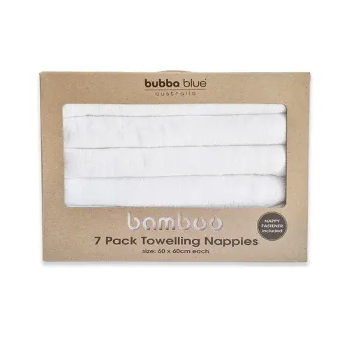 Bubba Blue Nappy Bamboo Squares 7Pk White | Baby Bunting AU