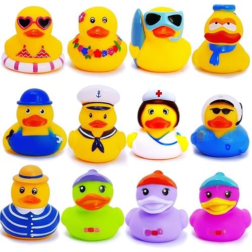 Rubber Ducks Toy Duckies for Kids,Baby Bath Toys, Toddlers Floater Duck Showers Accessories,Classroom Halloween Birthday Showers Time Party Favors Swimming Pool Toy Decoration Gift (12 Pack)