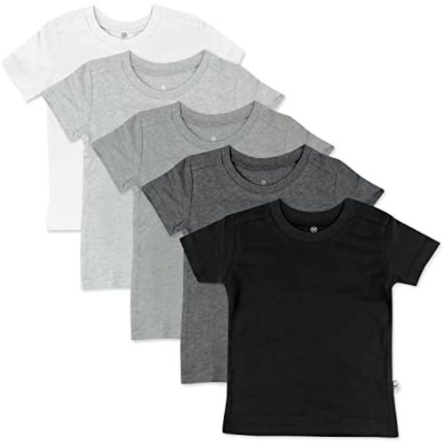 HonestBaby unisex-baby 5-pack Short Sleeve T-shirts 100% Organic Cotton