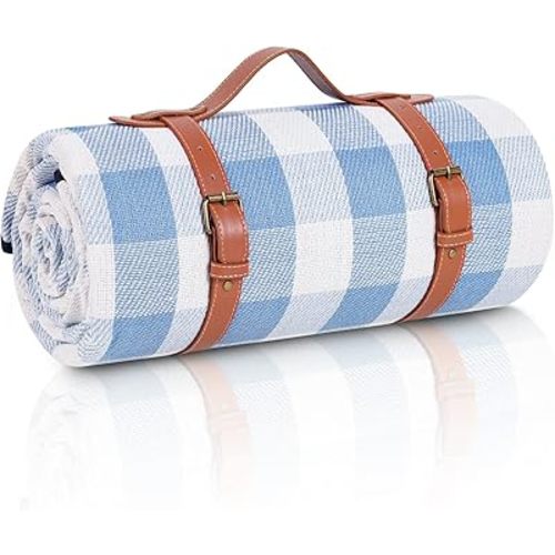 80”x 80” Picnic Blanket Extra Large, Waterproof and Foldable Beach Blanket, 3-Layer Outdoor Blanket for 6 to 8 Adults, for Camping, Park, Beach, Grass, Indoors…