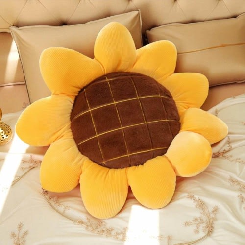 Plush Sunflower Pillow | Cute Decorative Cushion for Chair, Car, Office | Soft Flower Pillow Gift for Kids | Birthday or Home Decor