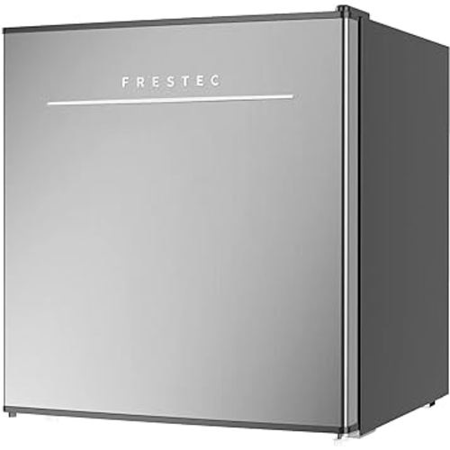 Frestec 1.7 Cu.Ft Mini Fridge with Freezer, Mini Fridge for Bedroom, Small Refrigerator, Dorm Refrigerators with Freezer, Compact Refrigerator for Office, Apartment, Dorm, Bedroom (Stainless steel)