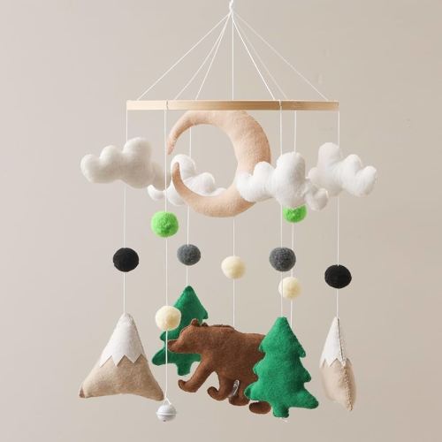 Baby Crib Mobile, Felt Animals Mobile for Boys and Girls, Baby Mobile for Bassinet, Baby Bedroom Hanging Nursery Decor Gift Set