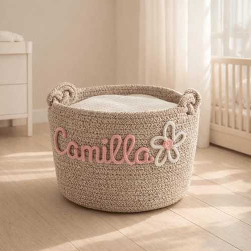 Personalized Baby Name Storage Basket, Custom Woven Toy Basket, Nursery Decor, New Baby Shower Gift
