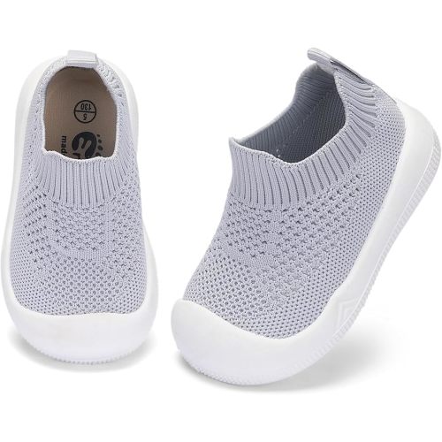 Engtoy Baby Shoes Baby Sock Shoes Baby Walking Shoes Infant Non-Slip Breathable Slippers with Soft Rubber Sole Baby Boys Girls Slip On Sneakers - 9-12 Months Infant - Grey Breathable