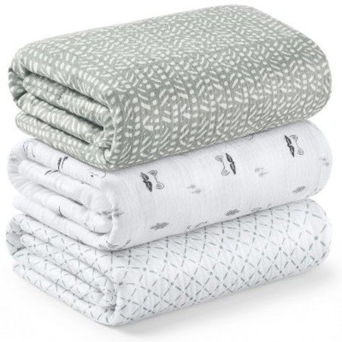 KeaBabies 3-Pack Lyra Muslin Swaddle Blankets for Newborns, Large Cotton Nursery Baby Blankets, Soft & Breathable
