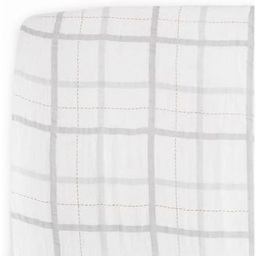Little Unicorn Grey Plaid Fitted Crib Sheet | 100% Cotton Muslin | Super Soft | Sized for Standard Baby Crib & Toddler Mattress | Machine Washable | 52” x 28” x 6”