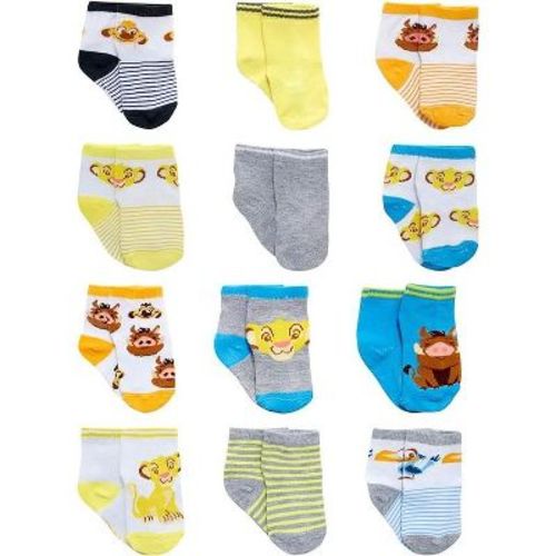 Disney Baby Boys’ Socks - 12 Pack Lion King Socks, (Infant Age 6-12M)