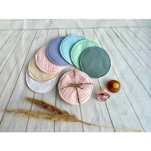 Reusable breastfeeding pads, Organic nursing Pads - Bamboo and muslin, Washable breast Pads, Soft Nursing Rounds, Cloth Breastfeeding Pads