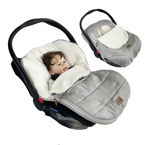 funlife Car Seat Bunting Bag Set, Cover for Spring Fall, Front Height Adjustable Waterproof Infant Carseat Sleeping Bag for Winter, for Harsh Winter Use Car Seat Cover and Bunting Bag Together