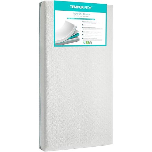 Tempur-Pedic TEMPUR-Dream 2-Stage Waterproof Baby Crib and Toddler Mattress - Made in USA, 52"x28"