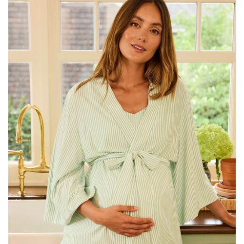 LAKE | Women | DreamModal Pajamas | Carnation Pencil Stripe Maternity Kimono Bundle