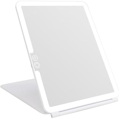 deweisn Folding Lighted Makeup Mirror with 72 LEDs 3 Colors Light Modes USB Rechargable 1800mA Batteries Portable Ultra Thin Compact Vanity Mirror Dimmable Travel Mirror