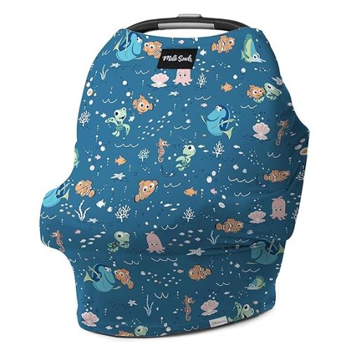 Milk Snob Original Disney 5-in-1 Baby Cover, Breastfeeding, Car Seat, Carrier, Stroller, High Chair, Shopping Cart, Canopy, Baby Shower Gifts, Nursing Top, Breathable Fabric for Summer (Finding Nemo)