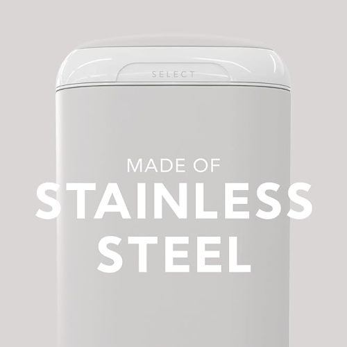 Diaper Genie Select Pail (Grey) is Made of Durable Stainless Steel and Includes 1 Starter Square Refill That can Hold up to 165 Newborn-Sized Diapers.