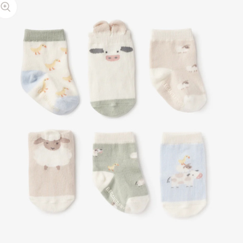 On the Farm Non Slip Baby Socks 6pk – Elegant Baby