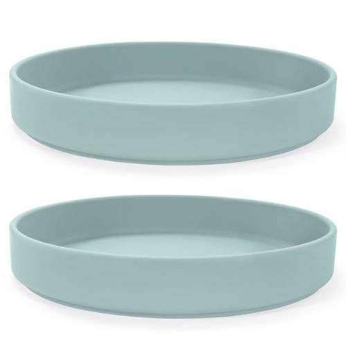 Food Grade Round Silicone Plates for Babies & Toddlers | 100% Silicone | Microwave & Dishwasher Safe|BPA Free Soft and Durable (Moody Blue)