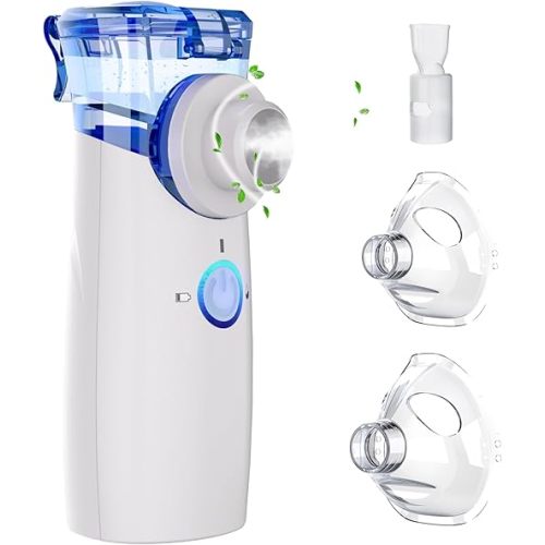 Portable Nebulizer for Adults & Kids, Rechargeable Handheld Nebulizer Machine with Adjustable Rate, Fast Support for Respiratory Problems, Asthma