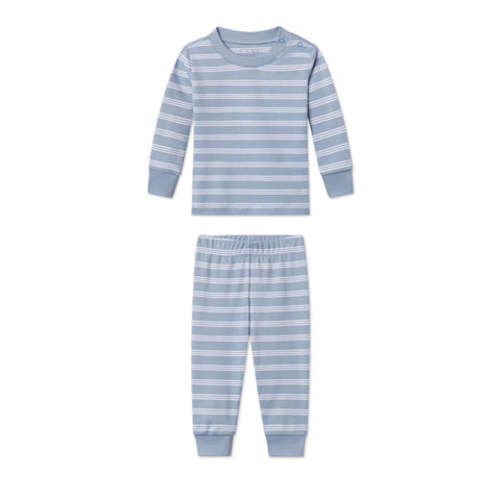 Baby Long-Long Set in Dusty Blue Stripe — 3-6M