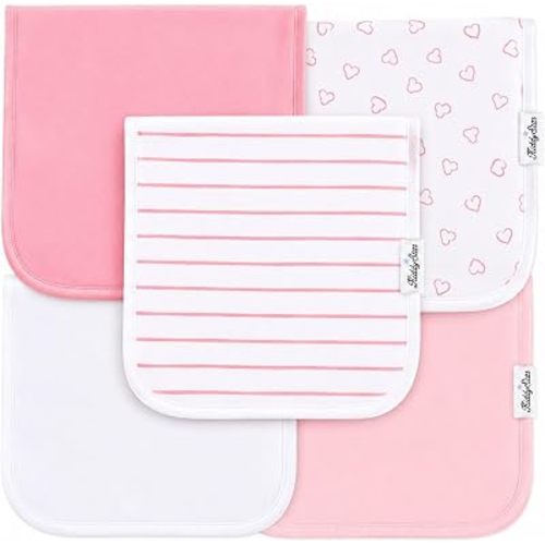 KiddyStar 5 Pack Organic Cotton Burp Cloths, Soft 3 Layer Absorbent Towels for Newborn Feeding & Spit Up