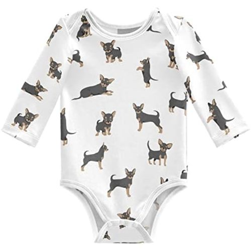 vvfelixl Baby Bodysuits Black Pug White Long Sleeve Cotton Baby Clothes For Boys Girls 0-24 Months