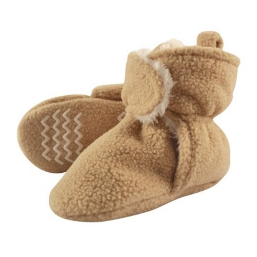 Hudson Baby Baby and Toddler Cozy Fleece and Faux Shearling Booties, Tan, Size: 0-6 months