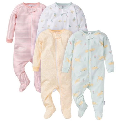 Gerber Baby Girls' 4-Pack Sleep 'N Plays, Deer, 3-6M