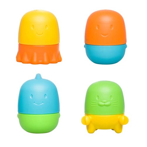 Ubbi Interchangeable Bath Toys for Toddlers and Baby, Mix and Match Baby Bath Accessory, Water Toys for Toddler Bath Time Play 4 Count (Pack of 1) - Interchangable, Classic