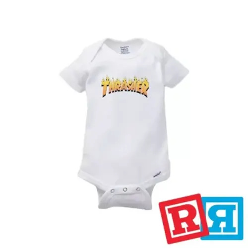 Bella Canvas Thrasher Gerber Baby Onesie® Cotton Unisex White Short Sleeve Bodysuit