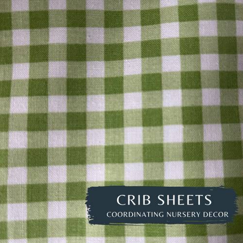 Cottage Leaf Green Check Crib Sheet