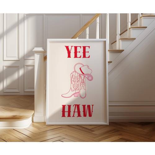 Yeehaw Cowgirl Boot Print: Trendy Western Wall Art (Digital Download)