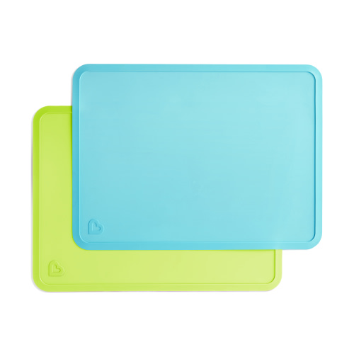 Munchkin Spotless Silicone Toddler Placemats, BPA-Free, Blue/Green, 2 Count
