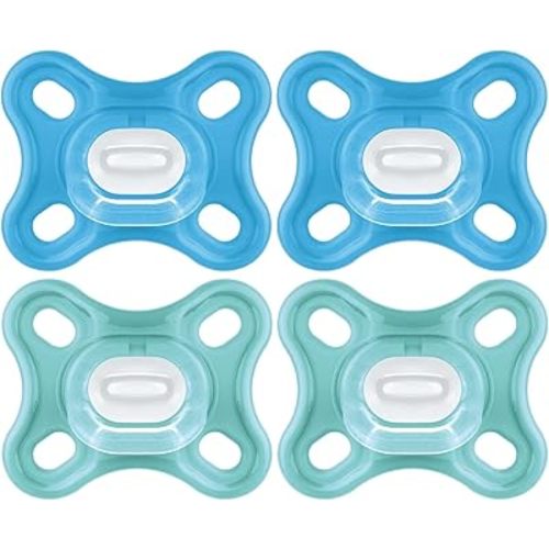 MAM Comfort Baby Pacifiers, Lightweight One-Piece Full Silicone Binky for Newborns 0-3 Months, BPA-Free Nipple, Easy to Clean Pacifier, Best for Breastfed Babies, with Sterilizer Case, 4 Count Binkies