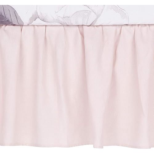 Lambs & Ivy Floral Garden Pink Linen Shirred Crib Skirt/Dust Ruffle