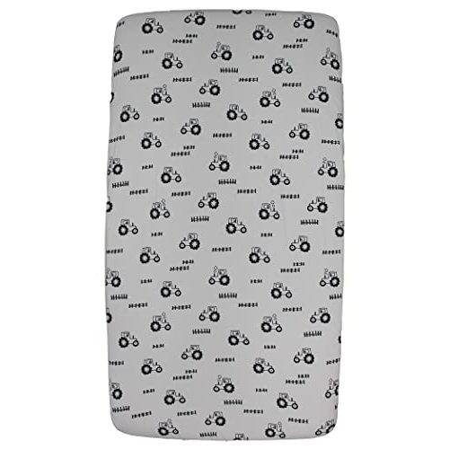 Dear Baby Gear Deluxe Crib Sheet - Farm Design Soft Cotton Polyester Baby Bedding - Infant Bed Sheets - Toddler Mattress Protector - Nursery Decor (Farm Tractors and Fence Print, 52x28x10)