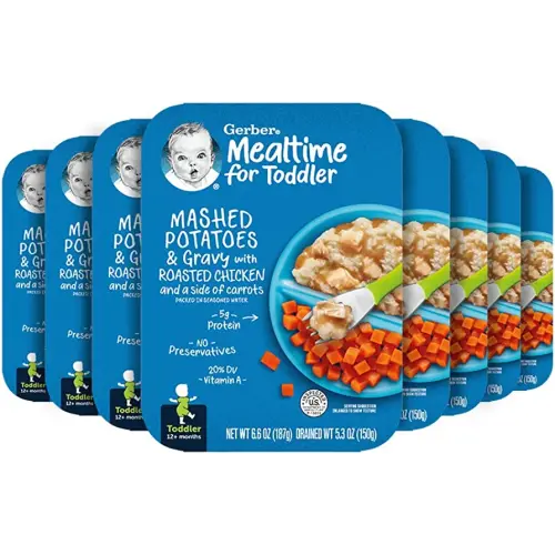 Gerber Mealtime for Toddler Mashed Potatoes & Gravy with Roasted Chicken & Carrots, 6.6 Ounce (Pack of 8)