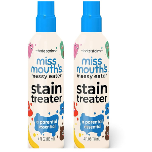 Miss Mouth's Messy Eater Stain Treater Spray - 4oz 2 Pack Stain Remover - Newborn & Baby Essentials - No Dry Cleaning Food, Grease, Coffee Off Laundry, Underwear, Fabric