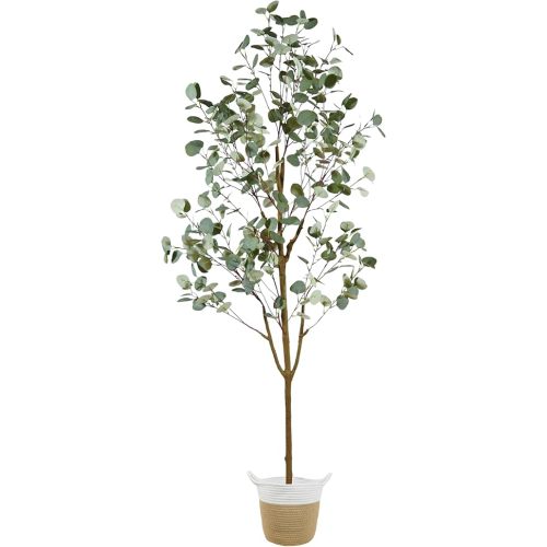 Artificial Eucalyptus Tree, 6ft Tall Fake Eucalyptus Plant with Basket for Indoor Outdoor, 72'' Silk Leaves Faux Tree for Home Office Livingroom Floor Décor