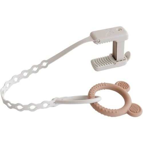 Clip & Strap for Toddler & Baby, Premium Quality, Securely Attaches to High Chair, Car Seat, Sippy Cups Adjustable Toy Holder for Stroller Accessories, Travel Essential Silicone Tether - Neutral