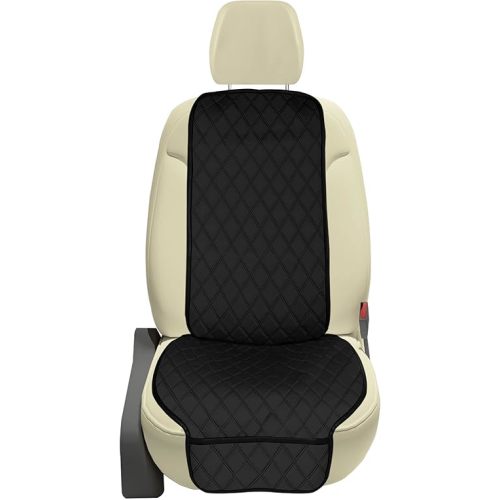 FH Group Car Seat Cushion Front Set Black Neosupreme Automotive Seat Cushions - Universal Fit, Car Seat Cushion With Front Pockets, Airbag Compatible Car Seat Cushions for SUV, Sedan, Van