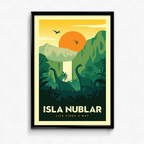 Isla Nublar Retro Travel Poster – Sylvan Design Co. (12x18)
