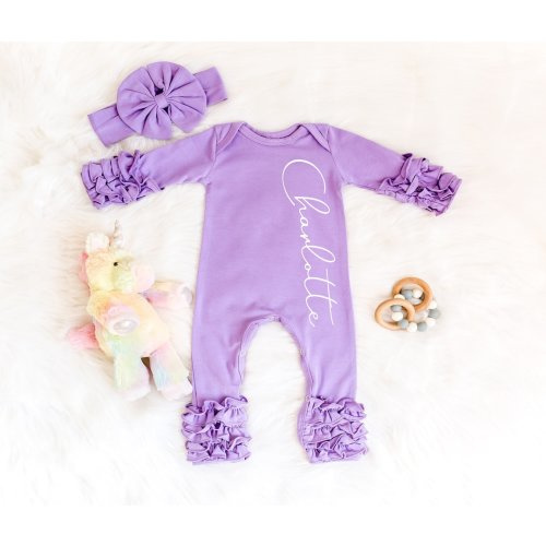 Personalized Baby Girl Coming Home Outfit - Ruffled Newborn Baby Romper - Newborn Layette Set - Custom Baby Shower Gift - Baby Girl Clothes